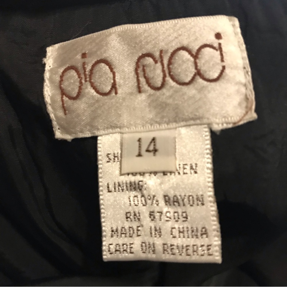 Vintage Pia Rucci sleeveless black linen dress size 14 runs small. - Picture 4 of 9